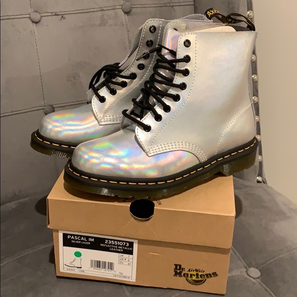 Brand new reflective metallic leather dr martens
